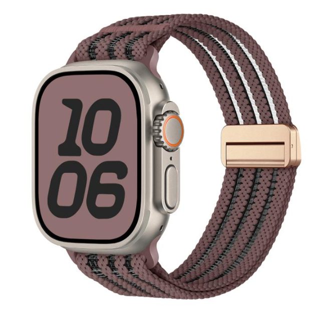 eses Nylonový řemínek pro Apple Watch s průsvitnými proužky - Fialový 38mm, 40mm, 41mm, 42mm