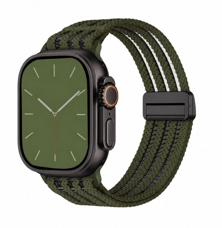 eses Nylonový řemínek pro Apple Watch s průsvitnými proužky - Zelený 42mm, 44mm, 45mm, 49mm