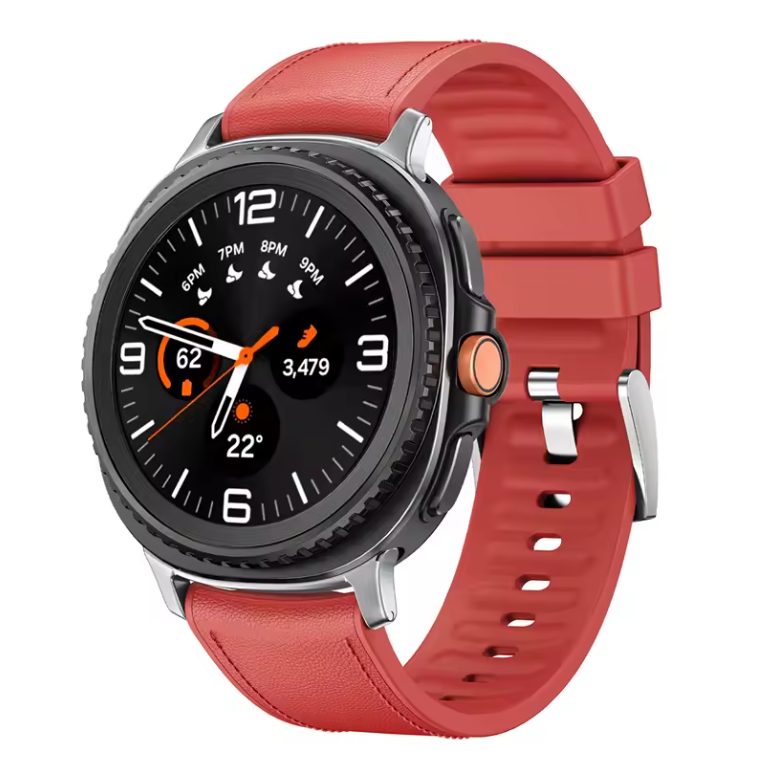 eses Kožený řemínek pro Samsung Galaxy Watch 8 Galaxy Watch 9 - Červený