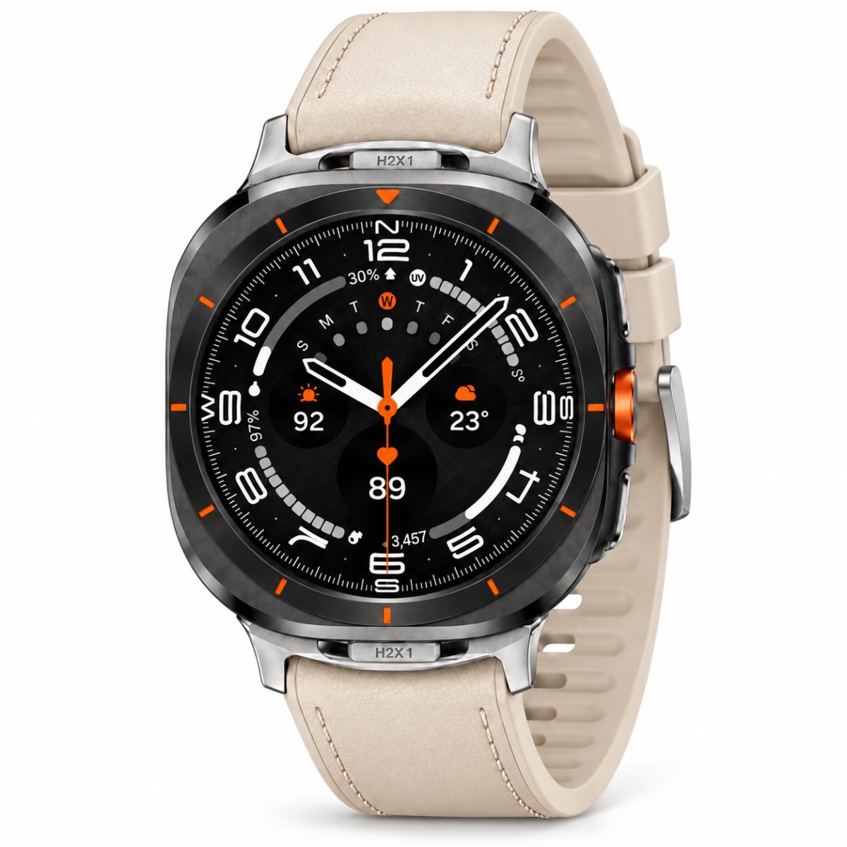eses Kožený řemínek pro Samsung Galaxy Watch Ultra 47mm a Galaxy Watch Ultra2 47mm - Béžový