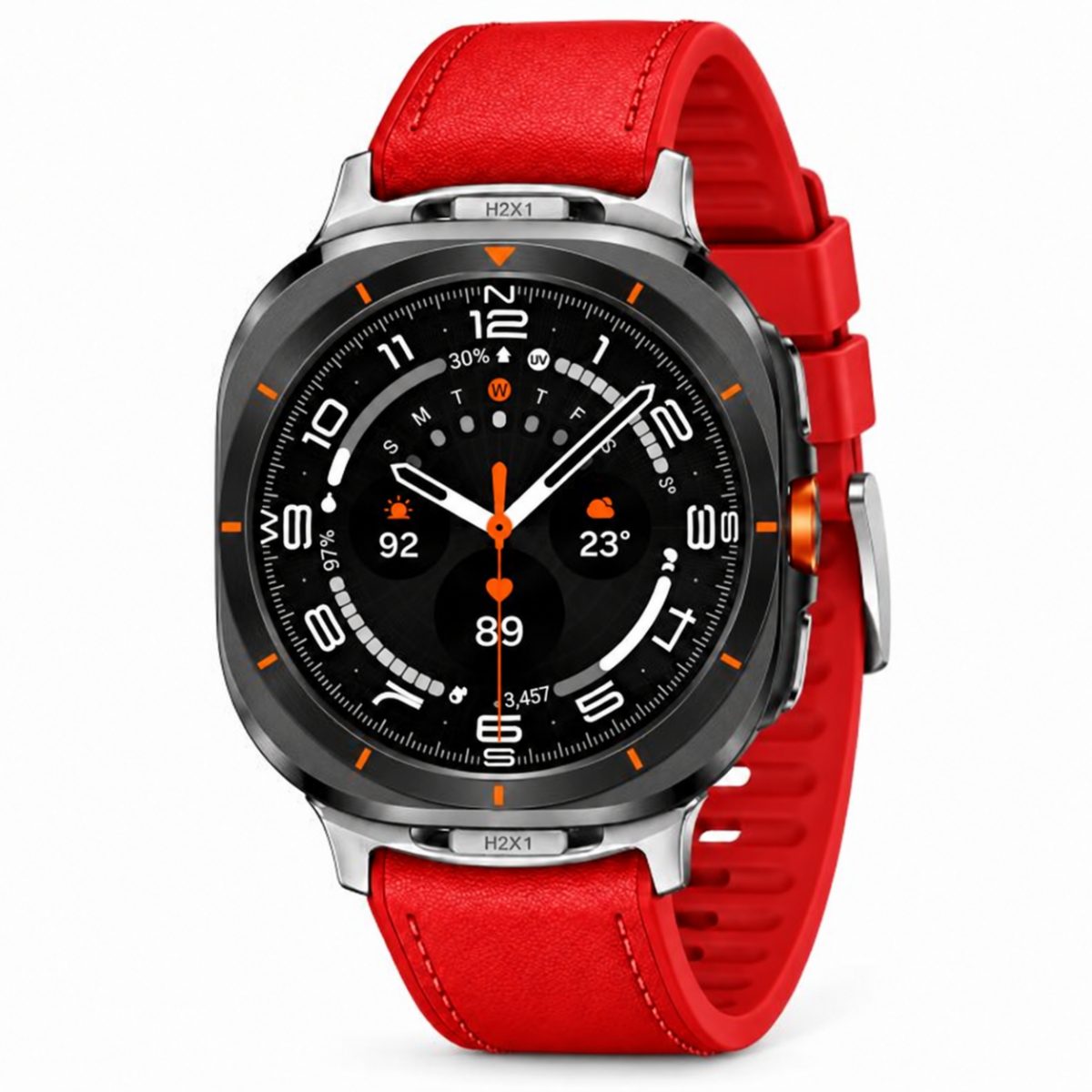 eses Kožený řemínek pro Samsung Galaxy Watch Ultra 47mm a Galaxy Watch Ultra2 47mm - Červený