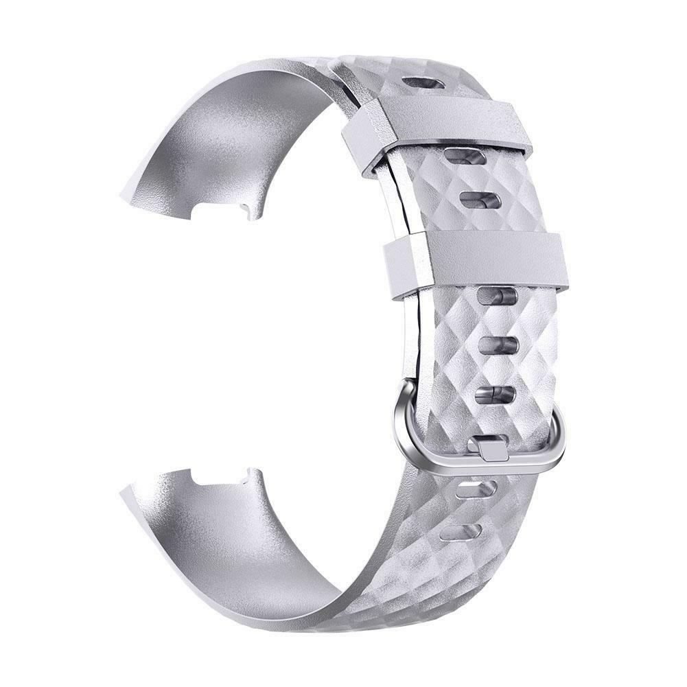 eses Silikonový řemínek stříbrný ve velikosti L pro Fitbit Charge 3/4