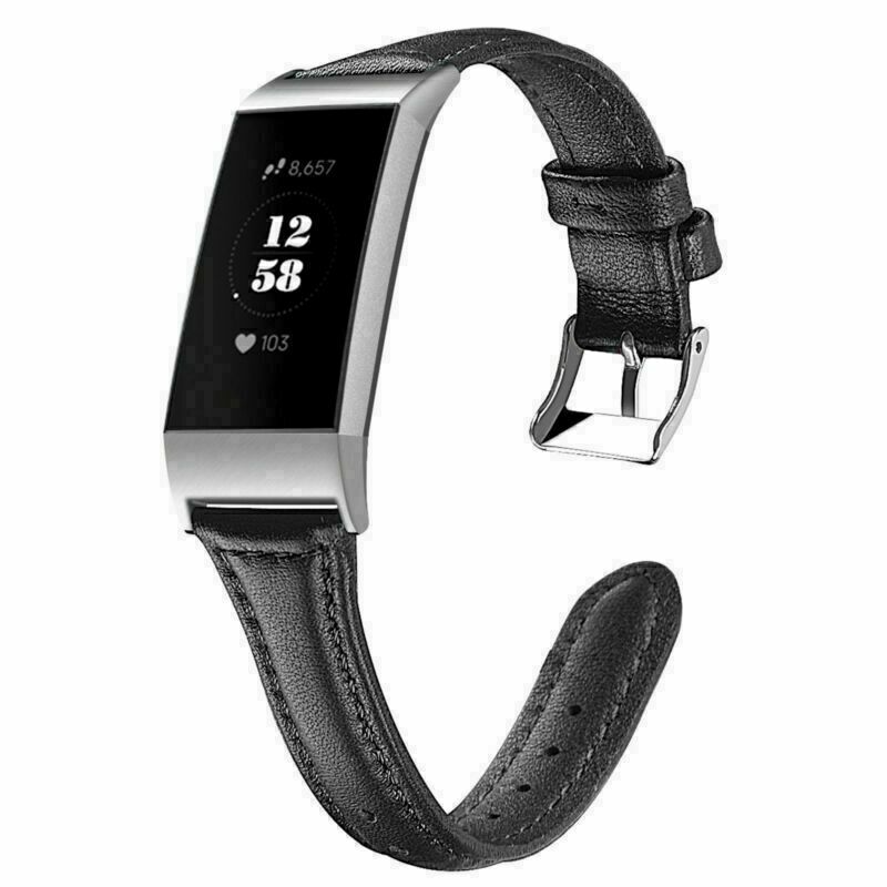 eses Kožený řemínek černý pro Fitbit Charge 3