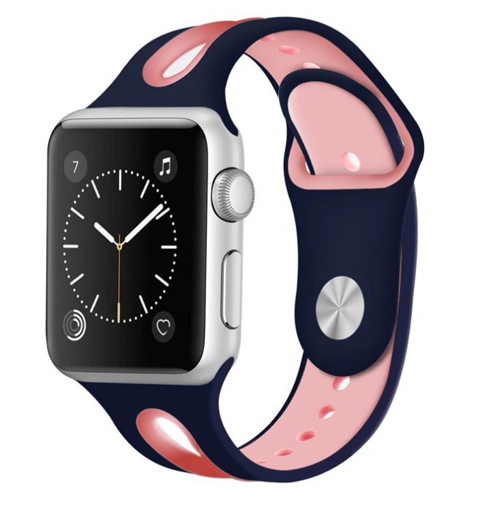 eses Dvoubarevný řemínek pro Apple Watch - Modro růžový 42mm, 44mm, 45mm, 49mm